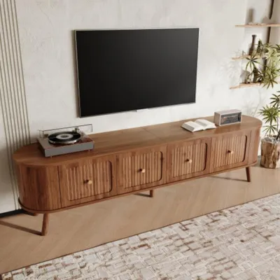Obrázek produktu pro TV skříňka, TV stojan, TV panel, nízký TV stojan, čtyři dvířka skříňky, TV konzolový stolek 180 x 38 x 47 cm (D x Š x V)