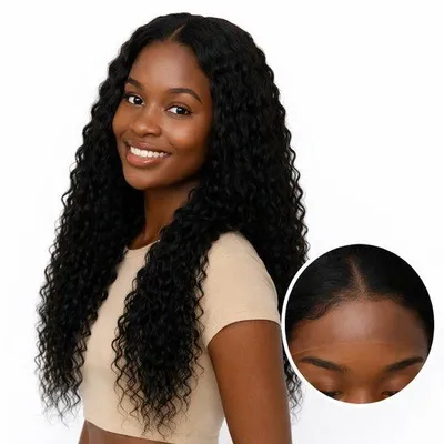 Obrázok produktu pre SassyGoods Luxe Lace Wig – Čierna parochňa s kučeravými vlasmi – 13x4 čipkové zapínanie – hustota 180 % – Dámske parochne s dlhými čiernymi vlasmi – 66 cm