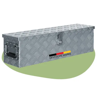 Produktbild von DELUKE® Aluminiumbox mit Deckel - Abschließbar | Alubox Deichselbox Alu Anhängerbox Werkzeugkiste Metall Transportbox Metallkiste, 80,5x22x22cm Silber