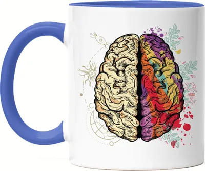 Produktbild von Gehirn Tasse Blau Nervensystem Rechte Linke Gehirnhälfte Gedächtnis Hirn Nerven Gehirnzellen Logik Verstand