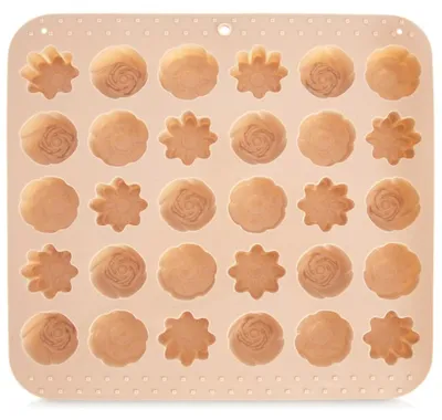 Obrázok produktu pre Forma na pralinky – silikónová forma – motív kvetov – 21,5 x 20 x 2 cm – béžová