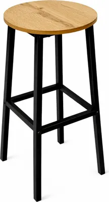 Produktbild von BEGRYF Barhocker 65 cm Eichefarben, Sitz Ø30 cm, schwarzes Metallgestell, Küchenhocker Industrial