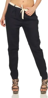 Produktbild von 299 Damen Leinenhose lockere Freizeithose lange 100% Leinen Hose Uni elegante Stoffhose Haremshose Dunkelblau L