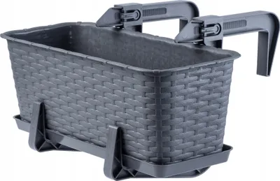 Obrázek produktu pro KADAX balkonový květináč s podstavcem "Frette", balkonový truhlík s uchy, 40 cm, grafitová barva