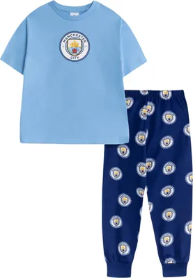 Produktbild von Manchester City FC - Schlafanzug mit langer Hose für Jungen, kurzärmlig NS9109 (128) (Hellblau/Blau)