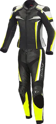 Image de Büse Mille 2-pièces combinaison cuir moto femme, noir/jaune, 36