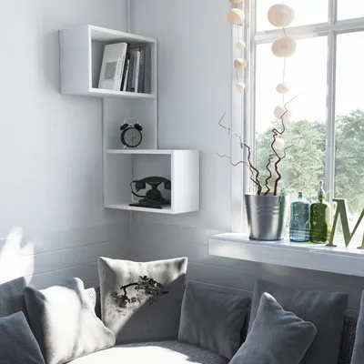 Image de DECORTIE Part Étagère d'angle moderne Blanc , 67 x 47 x 82 cm