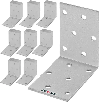 Produktbild von KOTARBAU® 100er Set Winkelverbinder 60 x 60 x 40 mm Stahl Bauwinkel Montagelöcher Möbelwinkel Verzinkt Schwerlast Holzverbinder Montagewinkel Stuhlwinkel