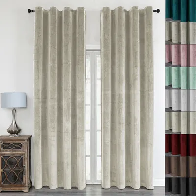 Produktbild von Vorhang Samt Blickdicht mit Kräuselband 140x245 Vorhänge Gardine Gardinen mit Universalbandaufhängung Beige 1er Pack