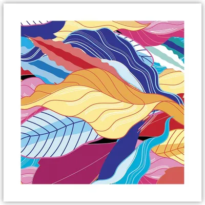 Produktbild von Poster - Poster ohne Rahmen - Muster Blätter bunt - 40x40 cm - Wand Bild - Wanddeko - Wandbilder - Kunstposter - Wandposter - Bilder - Kunstdruck - Wanddekoration - Wandbild - P2XAC40x40-4269