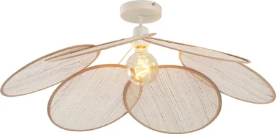 Zdjęcie produktu dla QAZQA - Japandi Japandi Lampa sufitowa I Lampa sufitowa I Lampa I Oprawa oświetleniowa Kremowa z lnianym kloszem - Aisha I Salon I Sypialnia - Len Inne - Pasuje do żarówek LED E27