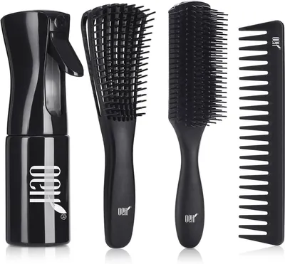 Entwirrungsbürsten-Set für alle mit Haarsprayflasche und verschiedenen Bürsten