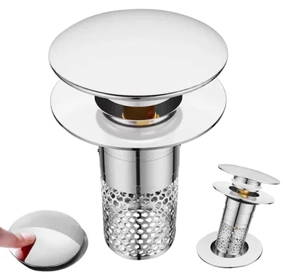 Produktbild von Abflusssieb Waschbecken 1 Stück Edelstahl Pop Up Universal mit Sieb für Küche & Bad (34-40mm)
