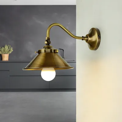 Produktbild von Wandlampe Echt-Messing E14 verstellbar in Bronze Wandleuchte innen Küche
