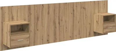 Image de vidaXL Tête de lit avec armoire 3 pcs Artisan-Chêne Bois composite