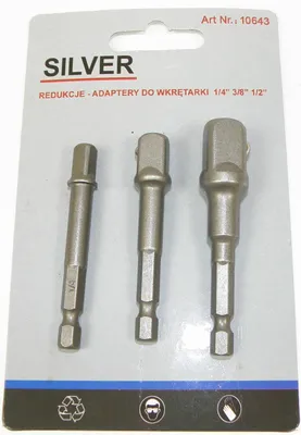 Produktbild von Silbernes Schraubenspitzen-Steckhalter-Set 1/4-3/8-1/2