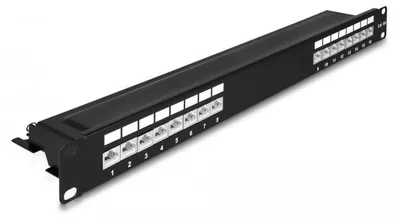 Produktbild von 19" Patchpanel 16 Port Cat.6A (schwarz, 1 HE)