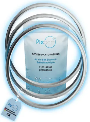 Produktbild von 3x Piebert Dichtung 39154 22cm für Silit Sicomatic® Schnellkochtopf Deckel, grau, Silikon, 22cm Innendurchmesser, 24,5cm Außendurchmesser für 3l 4,5l 6,5l 8,5l wie 4004633162100