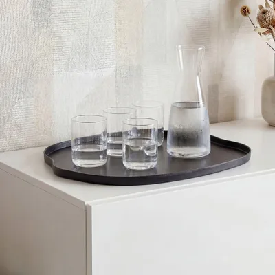 Obrázek produktu pro FineBuy, kovová dekorativní podnoska, 35 cm, černá. Organický design, dekorativní talíř bez podnoží. Ručně vyrobený bytový doplněk