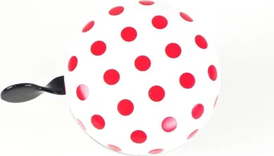 Fahrradglocke Ding Dong Maxi rote Punkte XXL Fahrradklingel 80mm weiß / rot