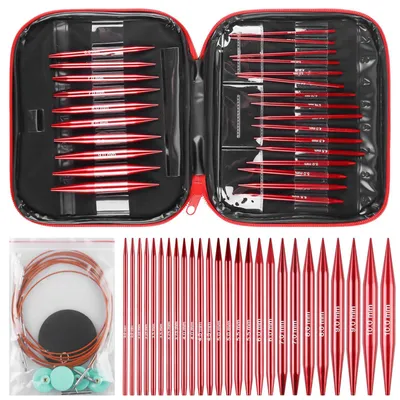 Stricknadel-Set 13-tlg., 3,0–10,0 mm, Aluminium, austauschbare Rundstricknadeln