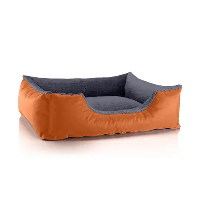 Obrázek produktu pro Pelíšek pro psy TEDDY, pohovka pro psy,(D) cca 80x65x18cm,RUSSET-ROCK (oranžová/šedá)
