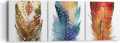 Produktbild von Bild auf Leinwand - Leinwandbild - 3 Teile - Feder Vogel Farbe - 90x30cm - Wand Bild - Wanddeko - Wandbilder - Leinwanddruck - Bilder - Wanddekoration - Leinwand bilder - Wandbild - CA90x30-4927