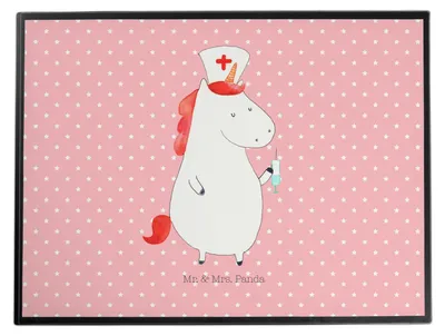Produktbild von Mr. & Mrs. Panda tischpad Einhorn Krankenschwester - Rot Pastell - Geschenk, bastelunterlagen, Krankenpfleger, Krankenpflegerin, Schreibunterlage, schreibtischunterlagen
