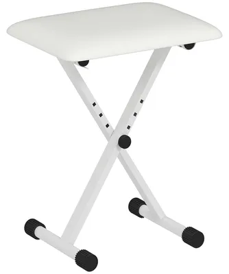Produktbild von Klavierhocker Höhenverstellbare Klappbare X-förmige Klavierbank mit Kunstleder Kissen 39 x 29 x 37-47 cm Weiß
