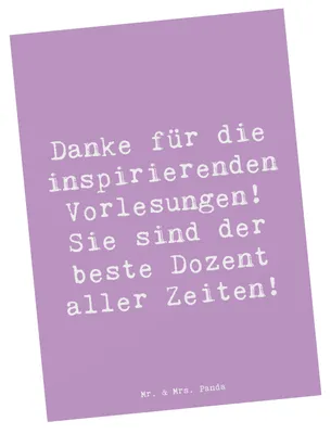Produktbild von Mr. & Mrs. Panda Postkarte Spruch Bester Dozent - Lavendeltraum - Geschenk, Dank, Postkarten, Aufmerksamkeit, handgefertigte Geschenke, Dankeschön, Fotokarte, Bedanken