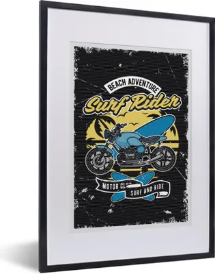 Produktbild von MuchoWow® MuchoWow® Gerahmtes Poster Jahrgang - Motorrad - Design 30x40 cm - Poster mit zchwarzem Bilderrahmen - Wandposter Schlafzimmer