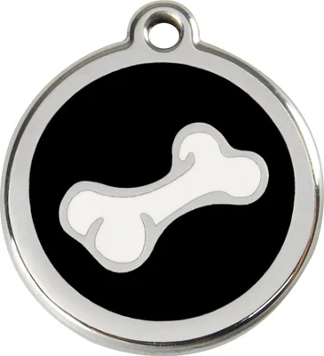 Produktbild von RedDingo Hundemarke mit individueller Gravur Cartoon Knochen schwarz, Größe: L