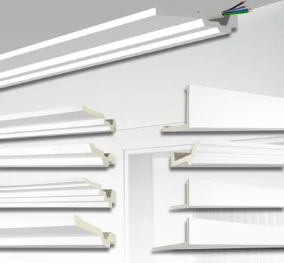Produktbild von HEXIM Kabelabdeckung 2000x165x30mm, 1STK Kabelkanal weiß PolyurethanHartschaum, Stuckleisten Decke Kabelführung Wand Kabelschutz (AB173, 2 Meter)