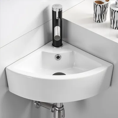 Produktbild von Eck Keramik Waschbecken Gäste WC 46x32 cm