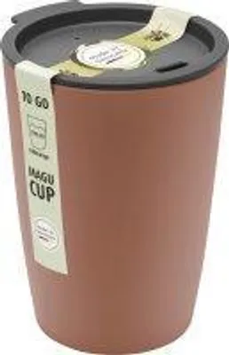 Image de Gobelet réutilisable Magu Natur-Design, modèle "Coffee to Go", couleur rouge, d'une capacité d'environ 310 ml, fabriqué à partir d'un polymère issu de matériaux naturels. Gobelet réutilisable pour café