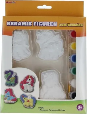 A product box for a ceramic figure painting set, showing the contents and artwork.