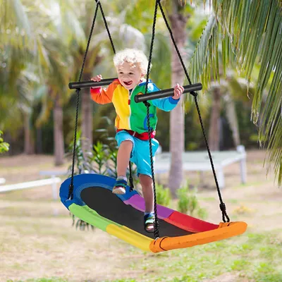 Produktbild von Nestschaukel Kinder Baumschaukel mit 100-160cm verstellbaren Seil Hängeschaukel Bunt 123 x 45cm