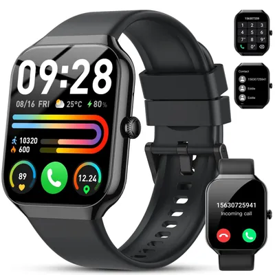 Obrázok produktu pre Inteligentné hodinky pre dámy a pánov, HD displej, Bluetooth – prijímanie hovorov, viac ako 115 športových režimov, vodotesnosť IP68, monitorovanie srdcovej frekvencie, SpO2, monitorovanie spánku, 65 dní v pohotovostnom režime, čierna farba