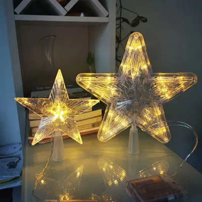 Weihnachtsbaumstern mit 10 LEDs, 16 cm, warmweiß, Kunststoff