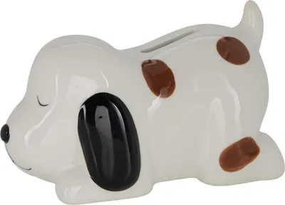 Produktbild von Keramik-Spardose für Kinder „Hund“, 14,5 cm – weiß, H&L
