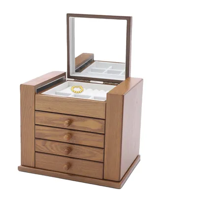 Produktbild von Schmuckkästchen, Holzdesign, mehrschichtige Aufbewahrung, 12x8x10in