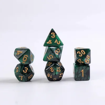 Productafbeelding van Lapi Toys - Dungeons and Dragons dobbelstenen - D&D dobbelstenen - D&D polydice - 1 set (7 stuks) - Acryl - Groen