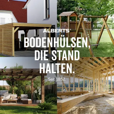Produktbild von Alberts  4 x Einschlag-Bodenhülse Einschlaghülse Holzpfosten Holzpfahl
