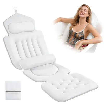 Zdjęcie produktu dla Ergonomiczna poduszka do kąpieli z przyssawkami i podparciem dla dolnej części pleców, 133 x 40 cm