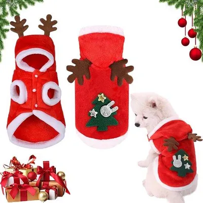 Productafbeelding van Kerstkostuum, Hondenkostuums Kerstmis, Honden Kerstkostuum, Katten Kleding Kerstmis, Huisdier Hond Kat Rendier Kostuum, Winterwarme Kleding voor Huisdieren (B-L)