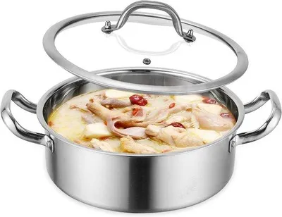 Produktbild von Famanu Kochpan aus Edelstahl 304 - Induktionsgeeignet mit Glasdeckel