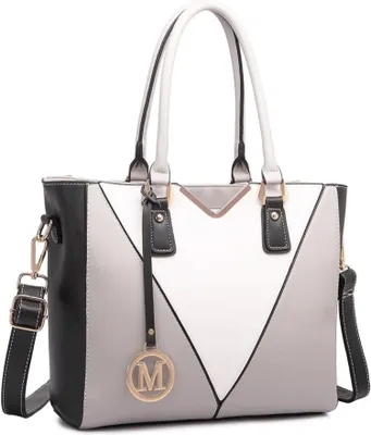 Image de Miss Lulu Femme Sac à main Gris Similicuir V-Design Shopper Sac à bandoulière