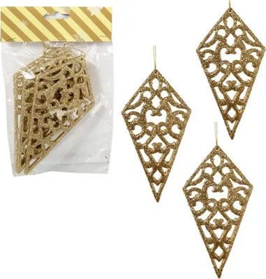 Produktbild von Set mit 3 goldenen Glitzeranhängern