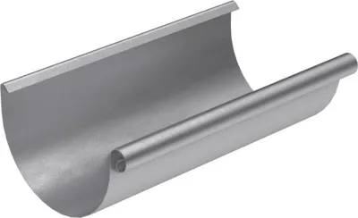 Produktbild von BRYZA Dachrinnensystem, Stahlkern mit Polyurethanbeschichtung, Naturzink, Ø 150 mm, 3 m Länge, tiefe Form, 84 mm breite Trogkupplung mit Gummidichtung, Montage mit Schellen