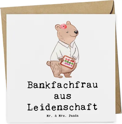 Produktbild von Mr. & Mrs. Panda Grußkarte Bankfachfrau Leidenschaft - Weiß - Geschenk, Bänkerin, faltkarte, Glückwunschkarte, Spruch, anlasskarte, Bankangestellte, Lustig, Klappkarte